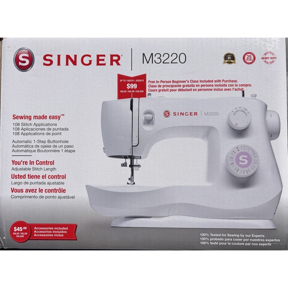 NEW SINGER M3220 Electric Sewing Machine Free Arm LED Buttonhole Denim Quilting